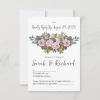 Soft Blush Floral Wedding RSVP Card