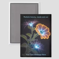 Radiant Neon Glow Flower Art Magnet