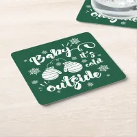 Baby its cold outside cute mittens winter square paper coaster