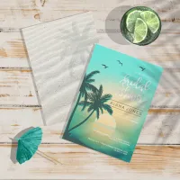 Tropical Isle Sunrise Wedding Teal ID581 Invitation