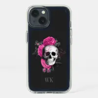 Vintage Gothic Pink Roses Skull Monogram Speck iPhone 13 Case