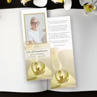 White Orchid Flower Funeral Memorial Prayer Card Bookmarks