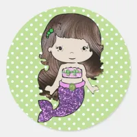 Pretty Green and Purple Mermaid Stickers