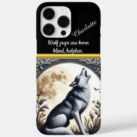 Majestic Wolf Howling Under the Full Moon at Night iPhone 16 Pro Max Case