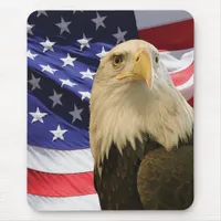 American Bald Eagle and Flag Mouse Pad