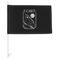 F-Caw-F Crow Minimal – Retro Gothic Bird Funny Rav Car Flag
