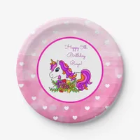 Personalized Purple Unicorn Happy Birthday Paper P Paper Plates