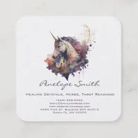 Magical Unicorn Watercolor Square Business Card