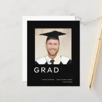 Budget Grad Graduation Photo Simple Announcement
