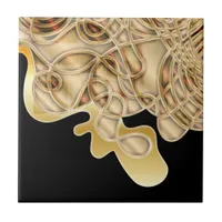 Black and Gold Metallic Luxurious Glam Abstract Ceramic Tile