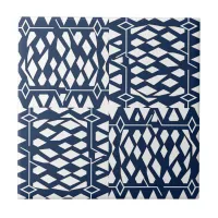 Elegant Pretty Retro Blue White Rustic Patterned Ceramic Tile