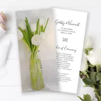 White Tulips in Milk Bottle Wedding Program