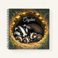 Cute  Badger Family Personalized Notebook
