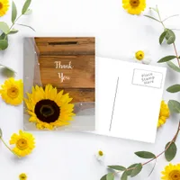 Rustic Sunflower Veil Country Wedding Thank You Postcard