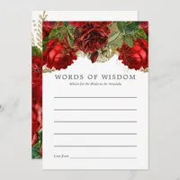 Burgundy Red and Gold Vintage Bridal Shower Advice Invitation