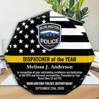 911 Dispatcher Of The Year Logo Thin Gold Line Acrylic Award
