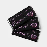 Filigree Goth Pink Heart Personalized Hershey Bar Favors