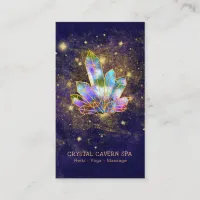 *~* Cosmic Rainbow Crystals Gold Glitter Stars Business Card