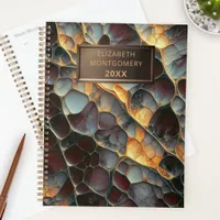 Elegant Abstract Mosaic with Bold Bronze Nameplate Planner