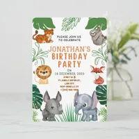 Cute Jungle Animals Birthday Party Invitation