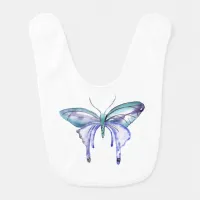 Watercolor blue Aqua Purple butterfly Bib