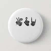 Peace And And Roll Skeleton Hands Classic Button