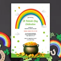 Rainbow Pot of Gold Shamrock Fun St Patricks Day Invitation