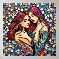 Two Women in Love | Faux Mosaic Tile Style Poster