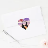 Bride and Groom in Sunset Heart Stickers