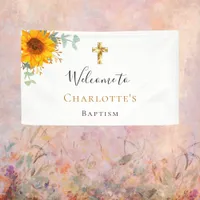 Baptism eucalyptus sunflower boy girl welcome banner