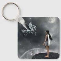 Pretty Winged Fairy and Flying Horse Keychain