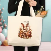 Personalized Easter Bunny Rabbit Large Tote Bag