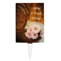 Pink Daisies Cowboy Boots Country Western Wedding Cake Topper