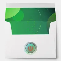 Green Glow Geometric Virtual Graduation Envelope