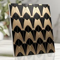 Art Deco Black and Gold Scallop Pattern Ceramic Tile