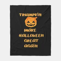 Trumpkin Pumpkin Halloween Design – Funny Autumn Q Fleece Blanket