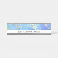 *~* Gold Foil Nebula Cosmic Galaxy Universe AP3 Desk Name Plate