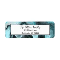 Blue and Black Marble Fluid Art  Label