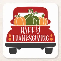 Thanksgiving Truck Square Paper Coaster