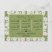 Elegant Floral Embrace Wedding Day Timeline Enclosure Card