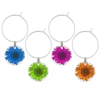 Colorful Sunflowers Wine Glass Charm