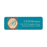 Monogram Teal Earth Lace Address Label