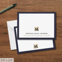 Luxe Navy Gold Law Firm Note Card