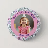 Personalized Age, Name and Photo Birthday  Button