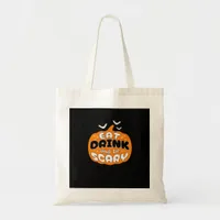 Funny Halloween Pumpkin Eat Drink And Be Scary Ess Tote Bag