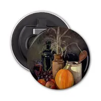 Autumn Decorations on Table, Pumpkin, Fruit, Drink Bottle Opener