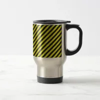 Thin Black and Yellow Diagonal Stripes Travel Mug