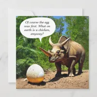 Funny Triceratops Egg Chicken Joke Humor Dinosaur Note Card