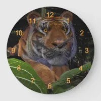 Tiger Crouching in the Jungle Large Clock