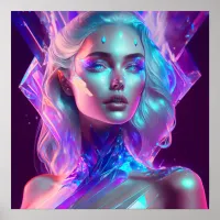 Gorgeous Ai Art Pretty Icy Glass like Woman Poster